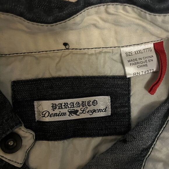 PARASUCO Denim Legend Men 3XL Long Sleeve Button Shirt Blue - Picture 3 of 7